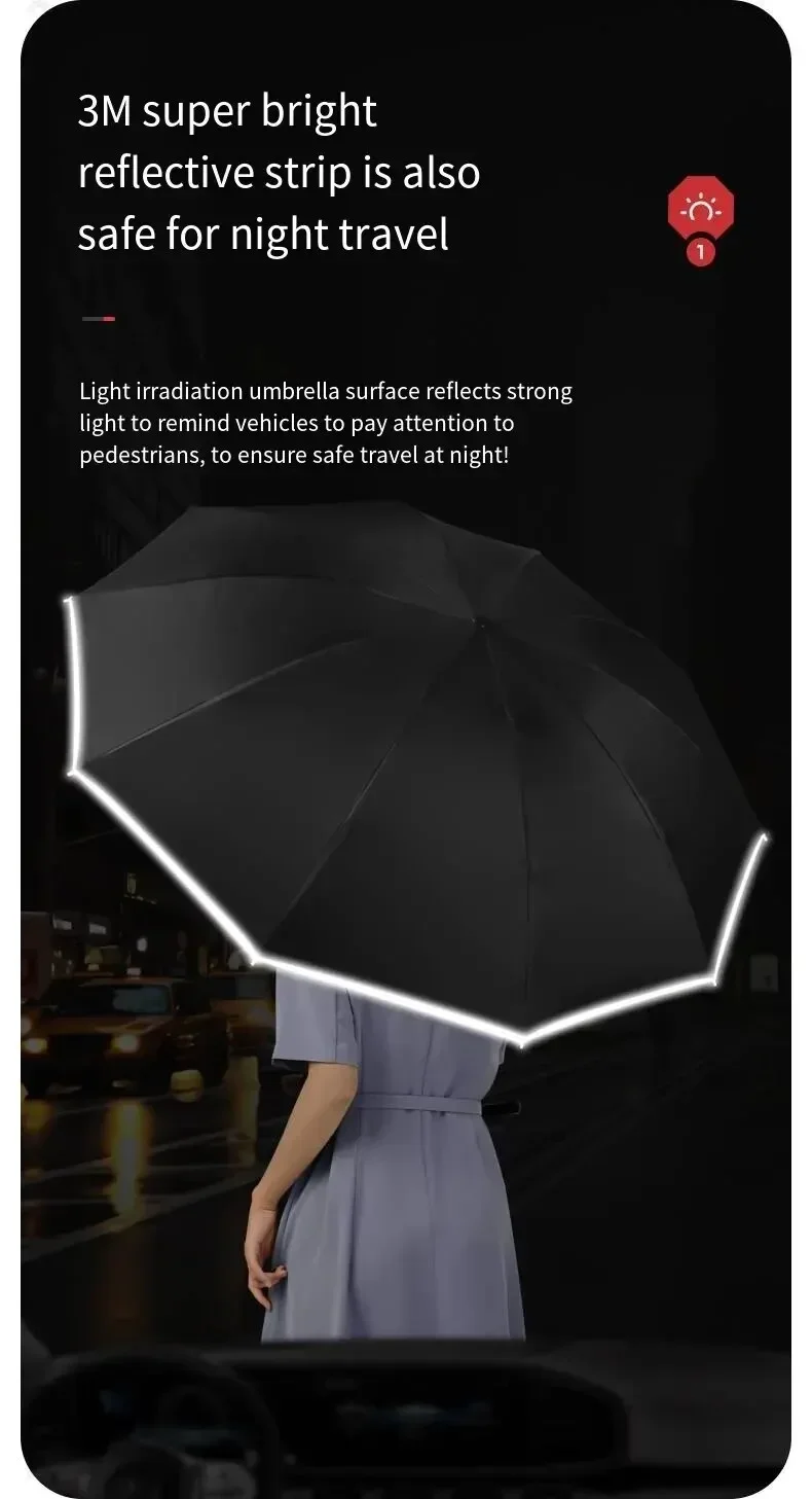 Xiaomi Umbrella Fully Automatic Reverse Folding Umbrella with Windproof Reflective Stripe UV Umbrellas For Men Women