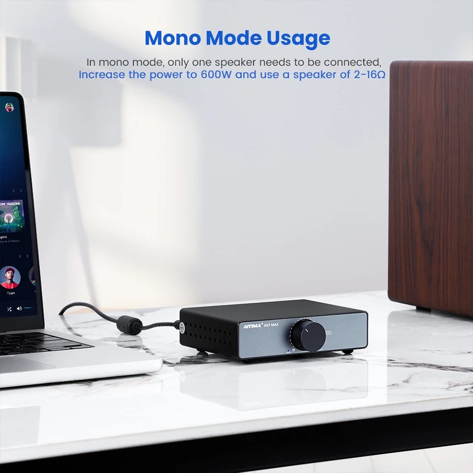 AIYIMA A07 MAX TPA3255 Audio Power Amplifier 2.0 Stereo Amplify 300Wx2 PBTL Mono Sound Amplifier 600W Home Speaker Amplificador