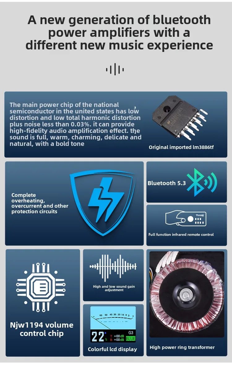 BRZHIFI 2025 Classic Design US National Half LM3886 Core Fever HiFi High Power Bluetooth 5.3 Amplifier BRZHIFI 2025 Classic Design US National Half LM3886 Core Fever HiFi High Power Bluetooth 5.3 Amplifier