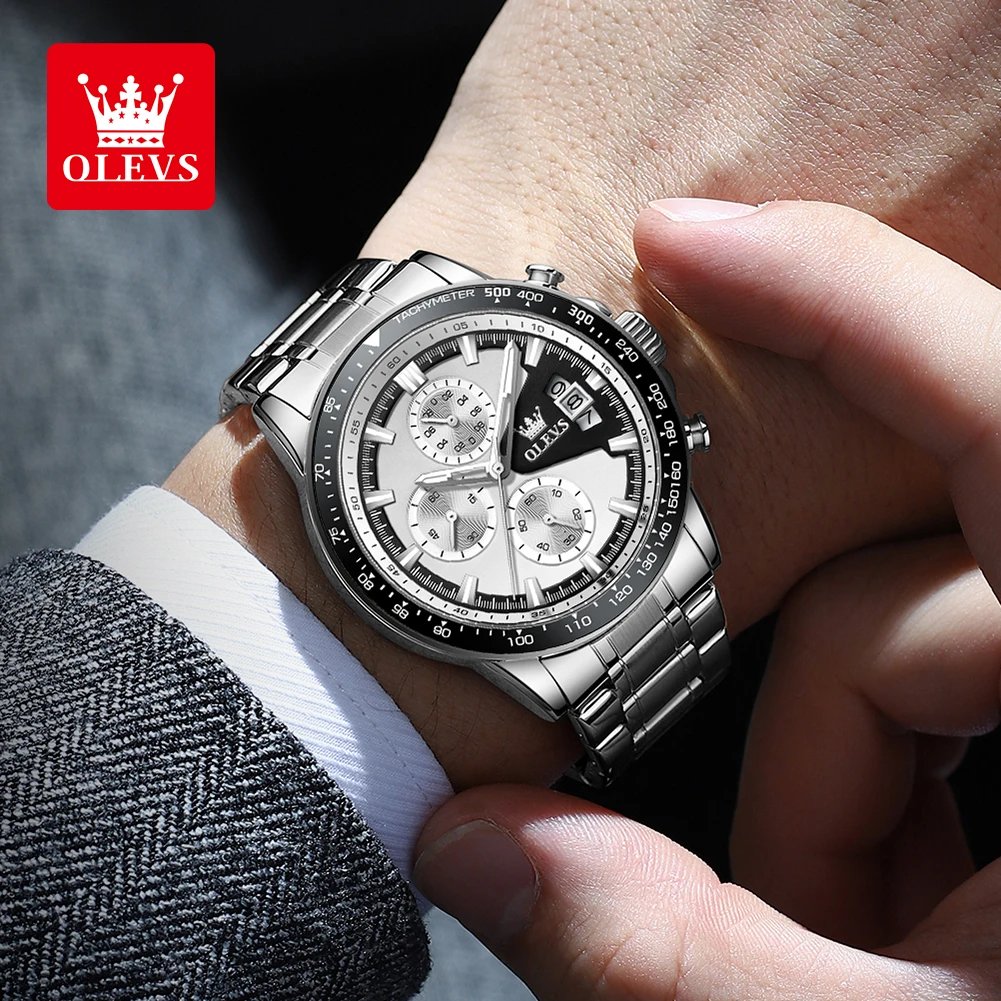 OLEVS TY705 Men's Watches Chronograph Stainless Steel Waterproof Business Multi-functional Original Exclusive Wristwatch for Men - Image 5
