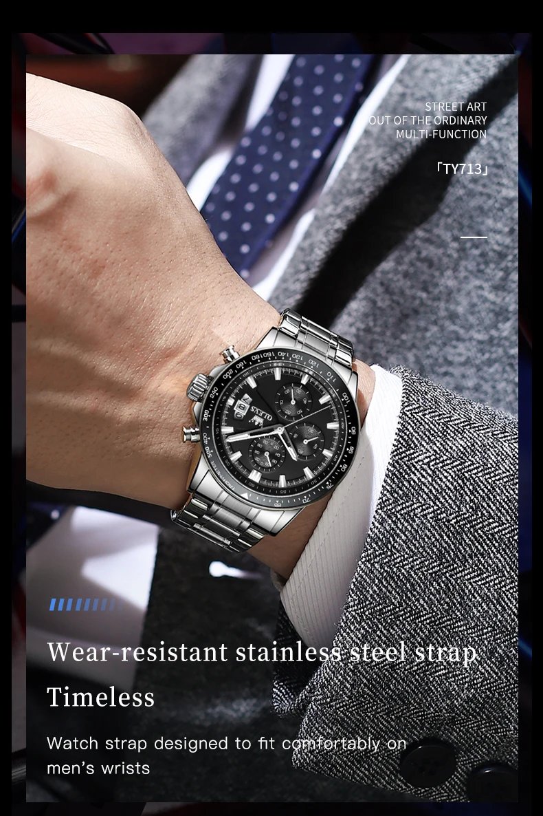 OLEVS TY705 Men's Watches Chronograph Stainless Steel Waterproof Business Multi-functional Original Exclusive Wristwatch for Men OLEVS TY705 Men's Watches Chronograph Stainless Steel Waterproof Business Multi-functional Original Exclusive Wristwatch for Men