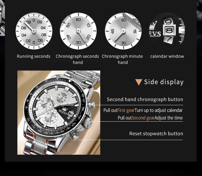 OLEVS TY705 Men's Watches Chronograph Stainless Steel Waterproof Business Multi-functional Original Exclusive Wristwatch for Men OLEVS TY705 Men's Watches Chronograph Stainless Steel Waterproof Business Multi-functional Original Exclusive Wristwatch for Men