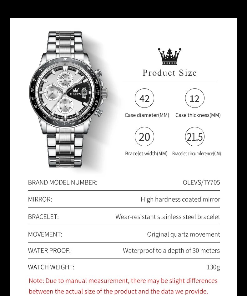 OLEVS TY705 Men's Watches Chronograph Stainless Steel Waterproof Business Multi-functional Original Exclusive Wristwatch for Men OLEVS TY705 Men's Watches Chronograph Stainless Steel Waterproof Business Multi-functional Original Exclusive Wristwatch for Men