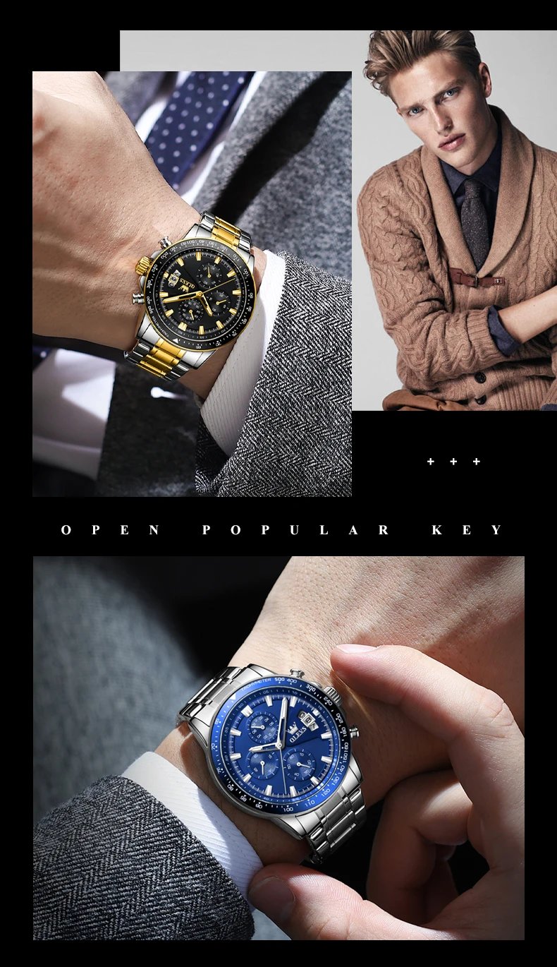OLEVS TY705 Men's Watches Chronograph Stainless Steel Waterproof Business Multi-functional Original Exclusive Wristwatch for Men OLEVS TY705 Men's Watches Chronograph Stainless Steel Waterproof Business Multi-functional Original Exclusive Wristwatch for Men